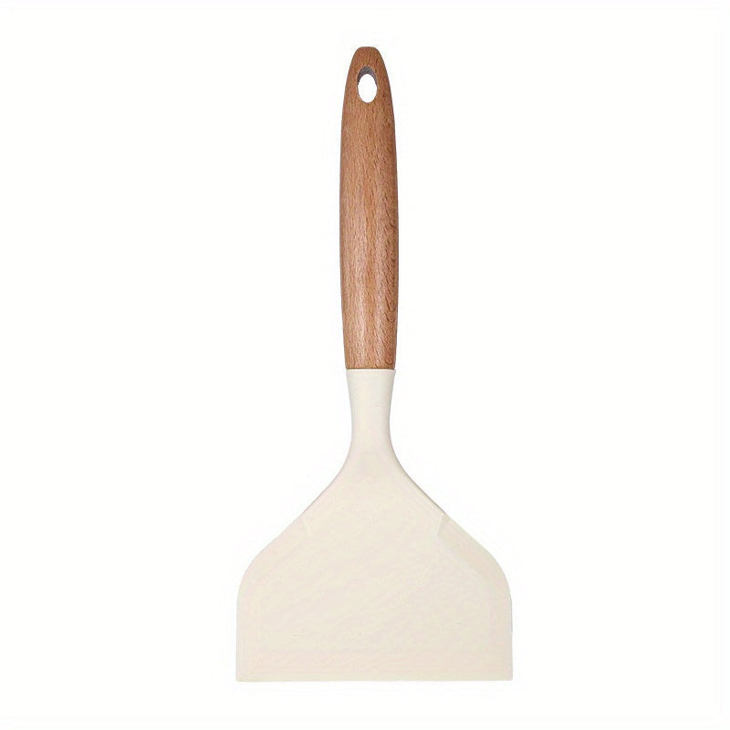 Essential Kitchen Accessory: Wide Turner Silicone Jade Non-Stick Spatula - Ideal for Easy Cooking, Perfect for Teppanyaki & Frying