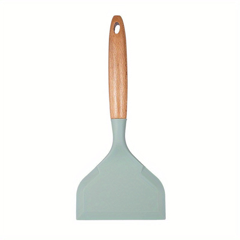 Essential Kitchen Accessory: Wide Turner Silicone Jade Non-Stick Spatula - Ideal for Easy Cooking, Perfect for Teppanyaki & Frying