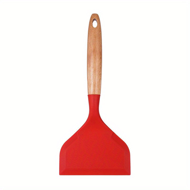 Essential Kitchen Accessory: Wide Turner Silicone Jade Non-Stick Spatula - Ideal for Easy Cooking, Perfect for Teppanyaki & Frying