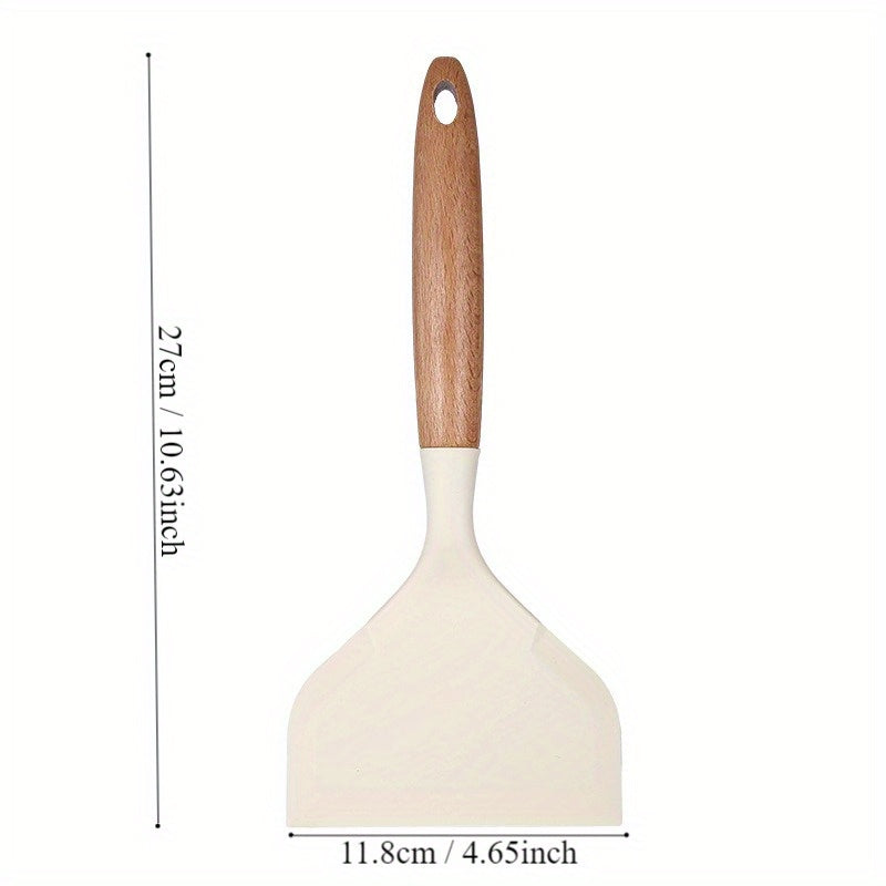 Essential Kitchen Accessory: Wide Turner Silicone Jade Non-Stick Spatula - Ideal for Easy Cooking, Perfect for Teppanyaki & Frying