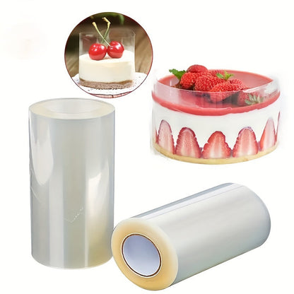 One roll of transparent cake collar for effortlessly creating beautiful cakes, perfect baking accessory for mousse, chocolate, and pastry.