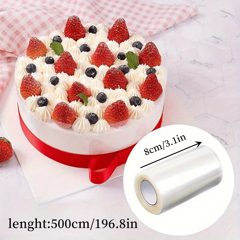 One roll of transparent cake collar for effortlessly creating beautiful cakes, perfect baking accessory for mousse, chocolate, and pastry.