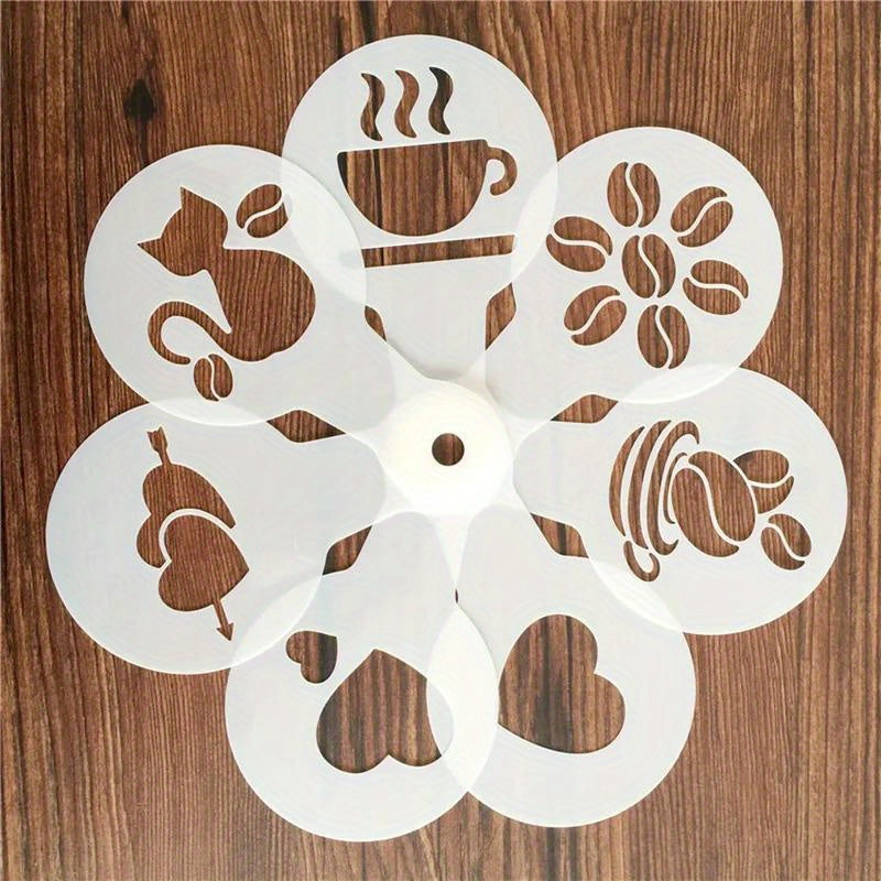 Coffee Stencil Set - 19 Pieces, Includes Fancy Printing Mold, Foam Spray Cake Stencils, Cappuccino Drawing Mold, Powdered Sieve Tools, Perfect for Home, Coffee Shop, Bakery, and Kitchen Supplies