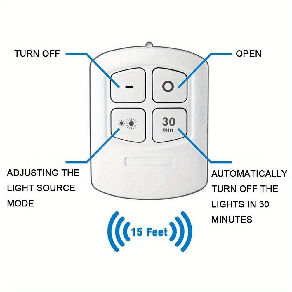 Smart Wireless LED Under-Cabinet Lights with Remote Control, for Wardrobe, Kitchen, and more. Available in 6pcs, 3pcs, 1pc.