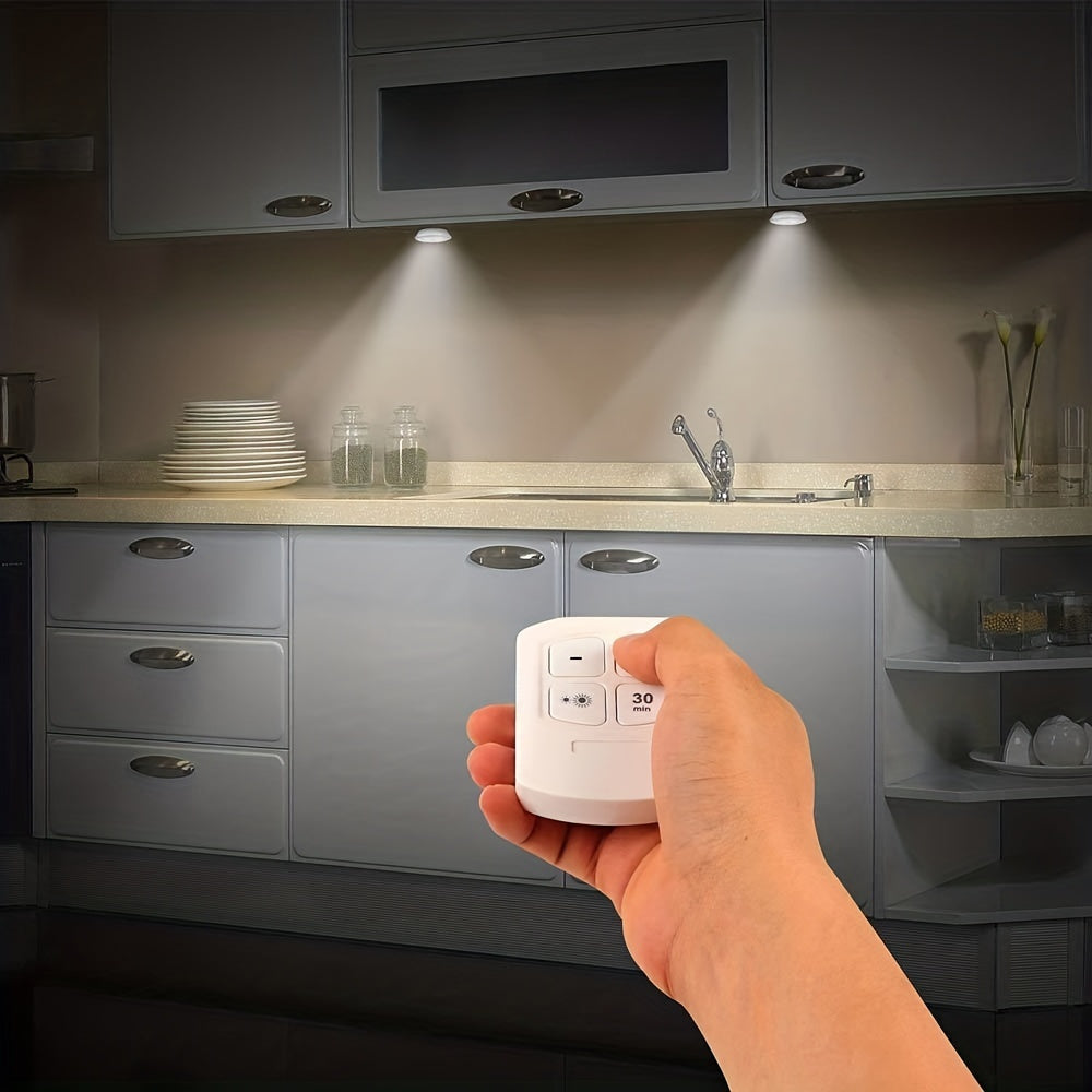 Smart Wireless LED Under-Cabinet Lights with Remote Control, for Wardrobe, Kitchen, and more. Available in 6pcs, 3pcs, 1pc.