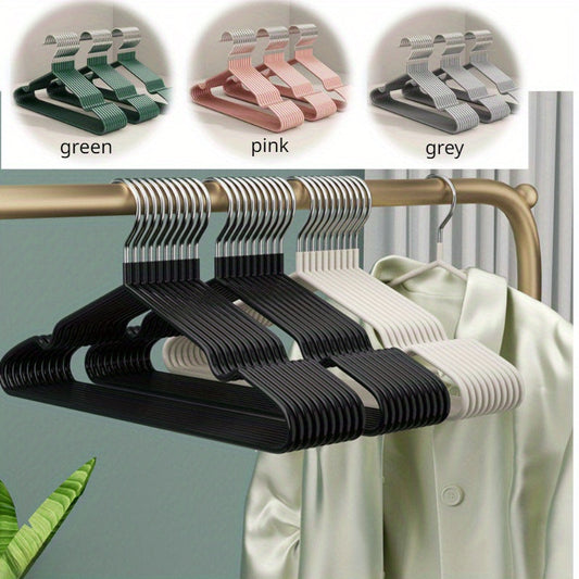 Set of 10 Metal Clothes Hangers with Notched Design for Heavy Duty Storage, Space Saving Organizer for Clothes, Coats, and Shirts in Closets and Wardrobes, Perfect for Bathroom, Bedroom, Closet, Dorm Room, and Home Use