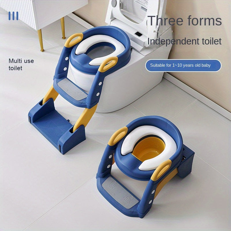 Toilet Trainer with Foldable Potty Seat, Step Stool Ladder, and Auxilary Toilet Seat for Comfort and Safety