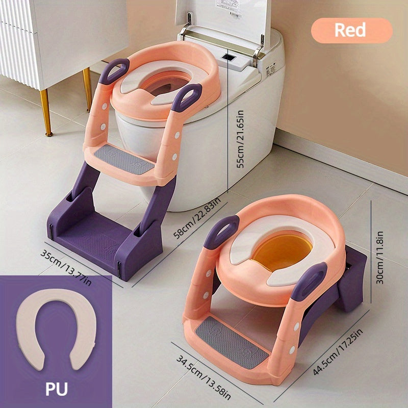 Toilet Trainer with Foldable Potty Seat, Step Stool Ladder, and Auxilary Toilet Seat for Comfort and Safety