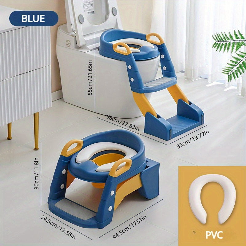 Toilet Trainer with Foldable Potty Seat, Step Stool Ladder, and Auxilary Toilet Seat for Comfort and Safety