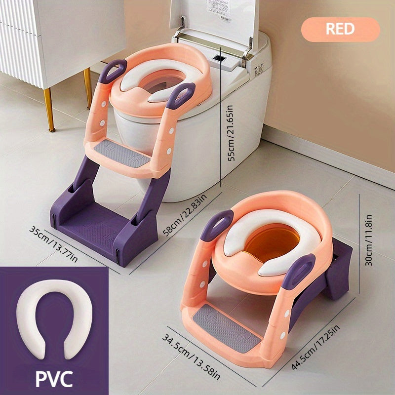 Toilet Trainer with Foldable Potty Seat, Step Stool Ladder, and Auxilary Toilet Seat for Comfort and Safety