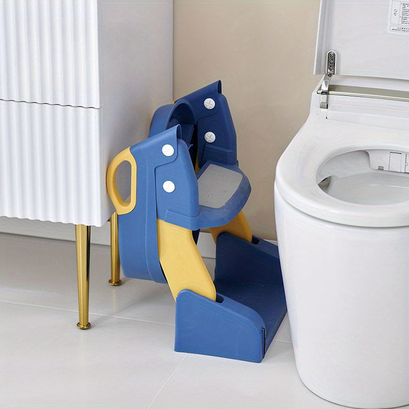 Toilet Trainer with Foldable Potty Seat, Step Stool Ladder, and Auxilary Toilet Seat for Comfort and Safety