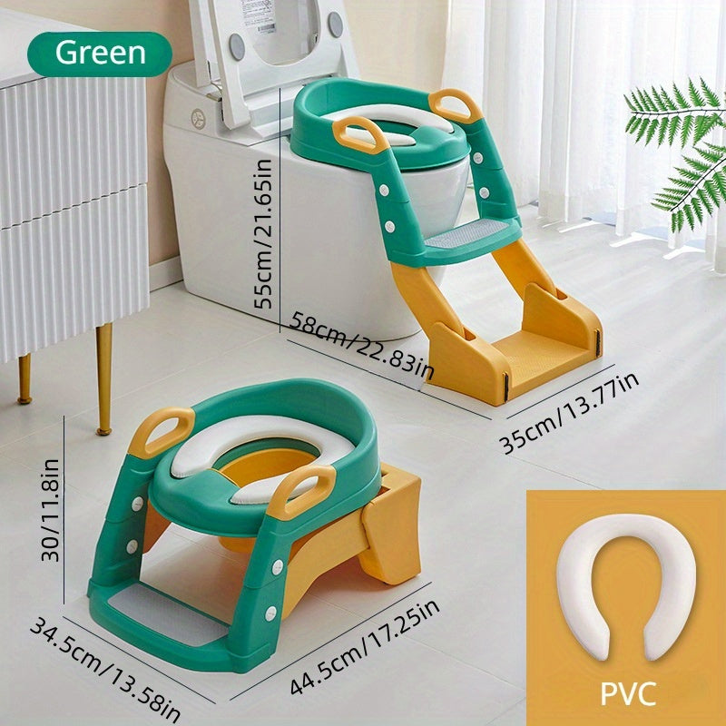 Toilet Trainer with Foldable Potty Seat, Step Stool Ladder, and Auxilary Toilet Seat for Comfort and Safety