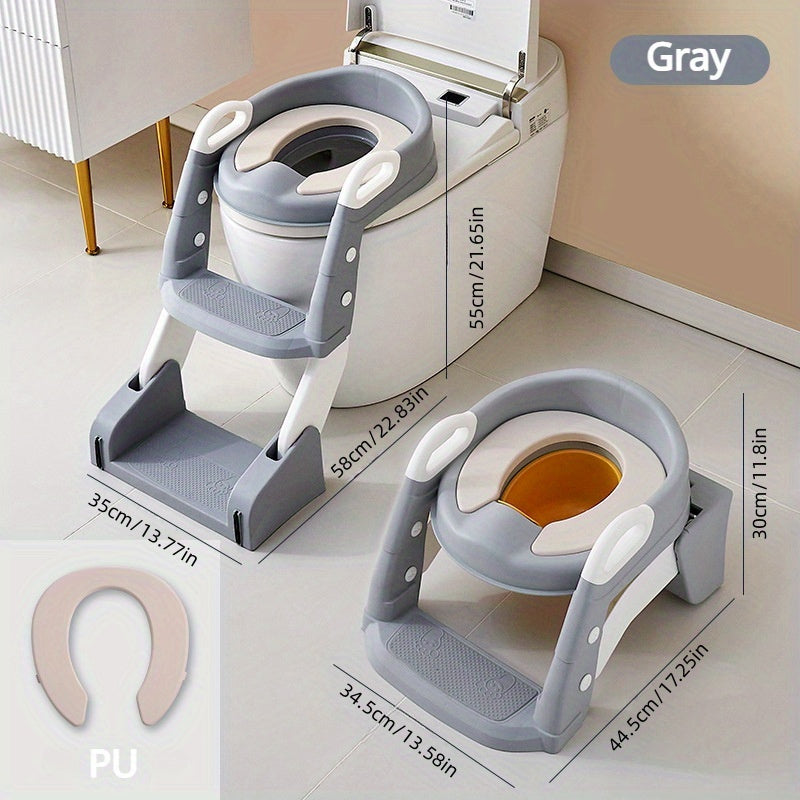 Toilet Trainer with Foldable Potty Seat, Step Stool Ladder, and Auxilary Toilet Seat for Comfort and Safety