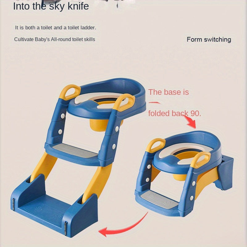 Toilet Trainer with Foldable Potty Seat, Step Stool Ladder, and Auxilary Toilet Seat for Comfort and Safety