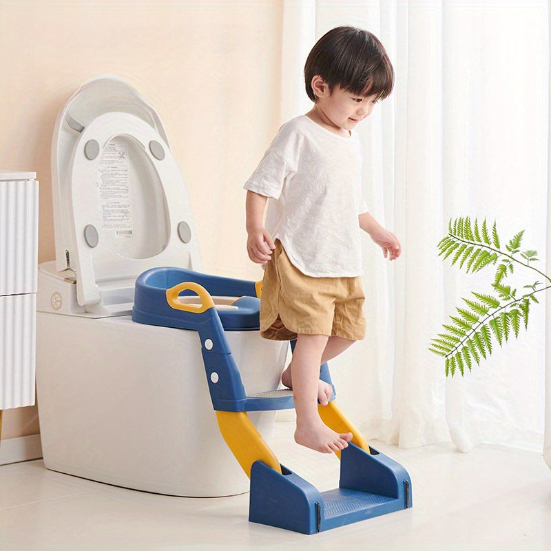 Toilet Trainer with Foldable Potty Seat, Step Stool Ladder, and Auxilary Toilet Seat for Comfort and Safety