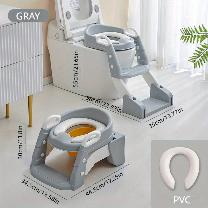 Toilet Trainer with Foldable Potty Seat, Step Stool Ladder, and Auxilary Toilet Seat for Comfort and Safety