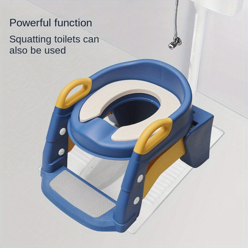 Toilet Trainer with Foldable Potty Seat, Step Stool Ladder, and Auxilary Toilet Seat for Comfort and Safety