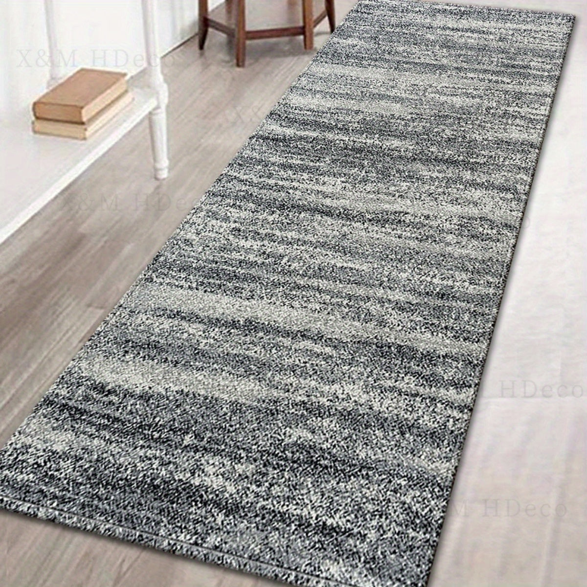 Retro Striped Gray Long Floor Mat with Non-slip Backing for Kitchen, Laundry Room, Living Room, Bedroom, Corridor; Absorbent and Stylish Home Décor Carpet