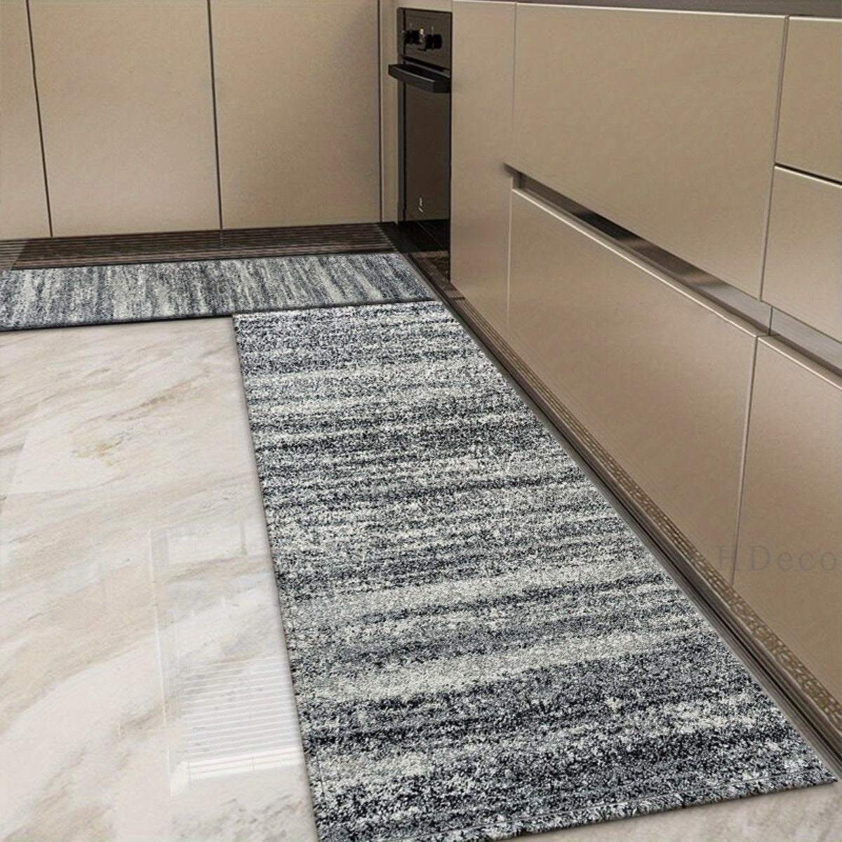 Retro Striped Gray Long Floor Mat with Non-slip Backing for Kitchen, Laundry Room, Living Room, Bedroom, Corridor; Absorbent and Stylish Home Décor Carpet