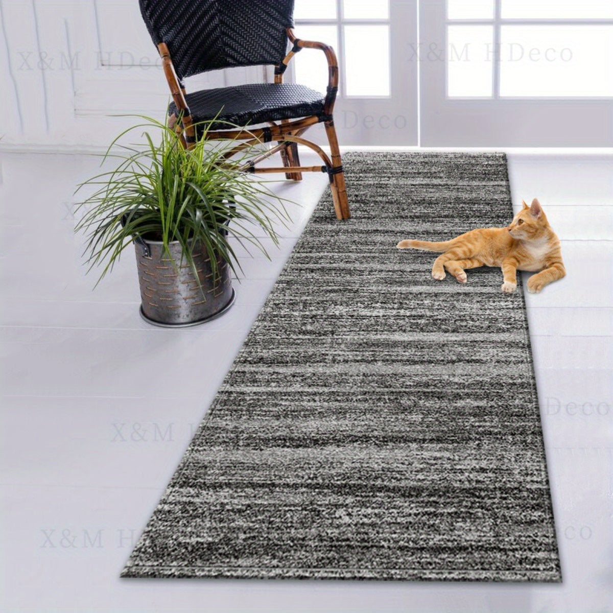 Retro Striped Gray Long Floor Mat with Non-slip Backing for Kitchen, Laundry Room, Living Room, Bedroom, Corridor; Absorbent and Stylish Home Décor Carpet