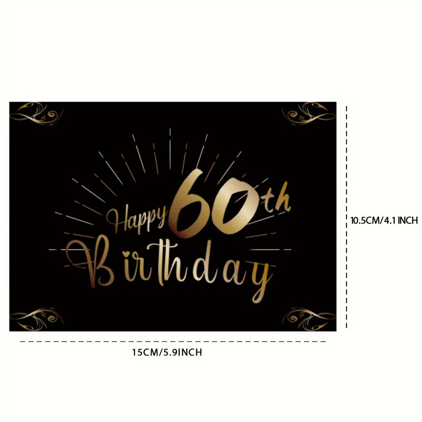 60 Elegant Happy 60th Birthday Champagne & Wine Bottle Labels - Luxurious Golden and Black Design, Pack of 60, 15.01x10.49 cm