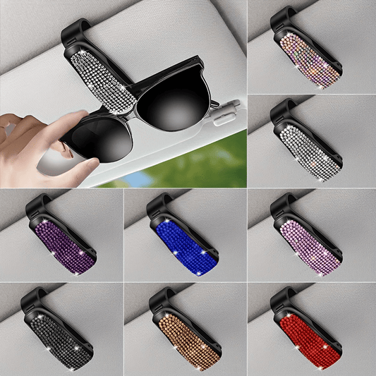 Car Sunshade Clip with Rhinestone Decor - Holds Glasses in Sun Visor