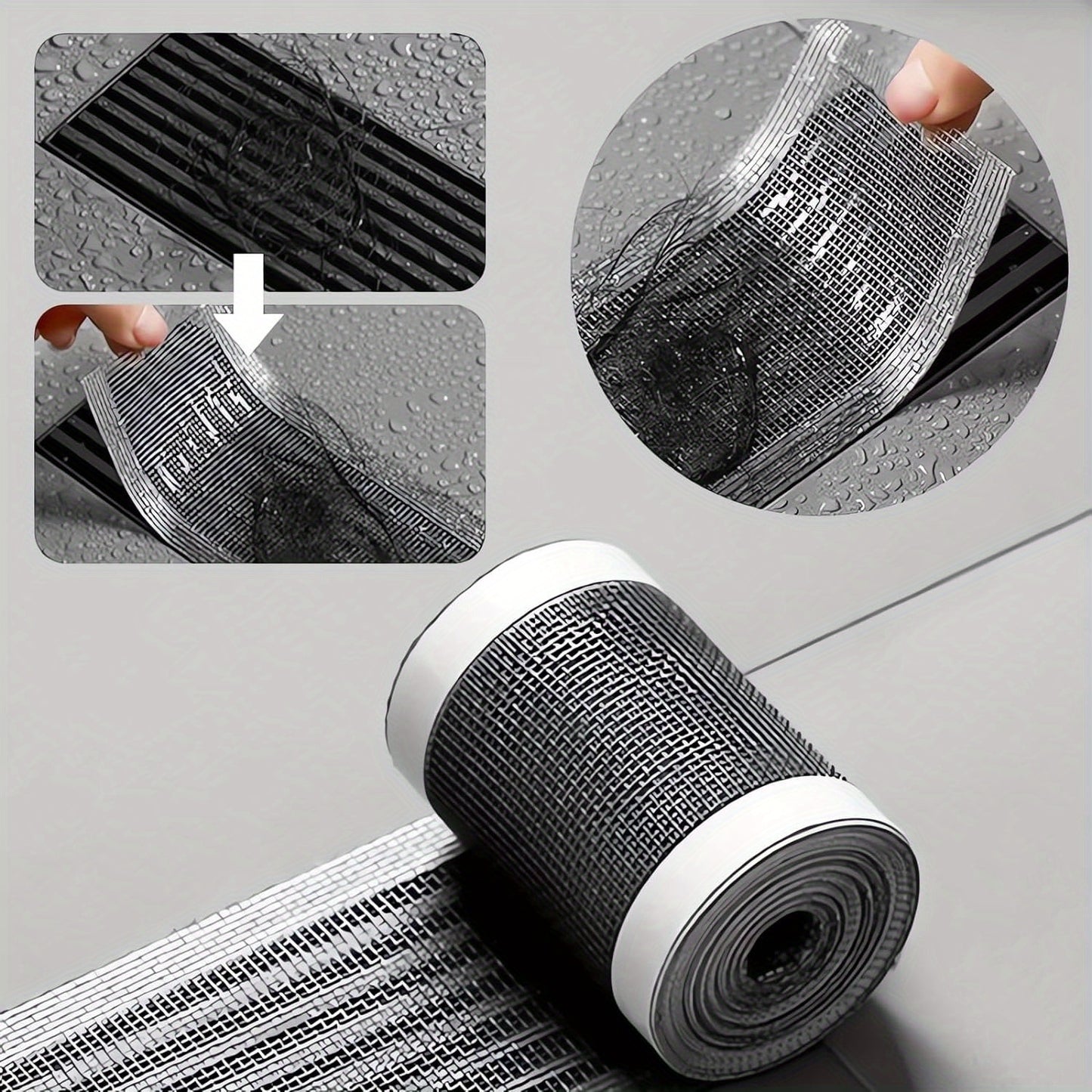 Self-adhesive disposable floor drain stickers for hair trapping. Keep drains clog-free with this 5.0 meter roll.