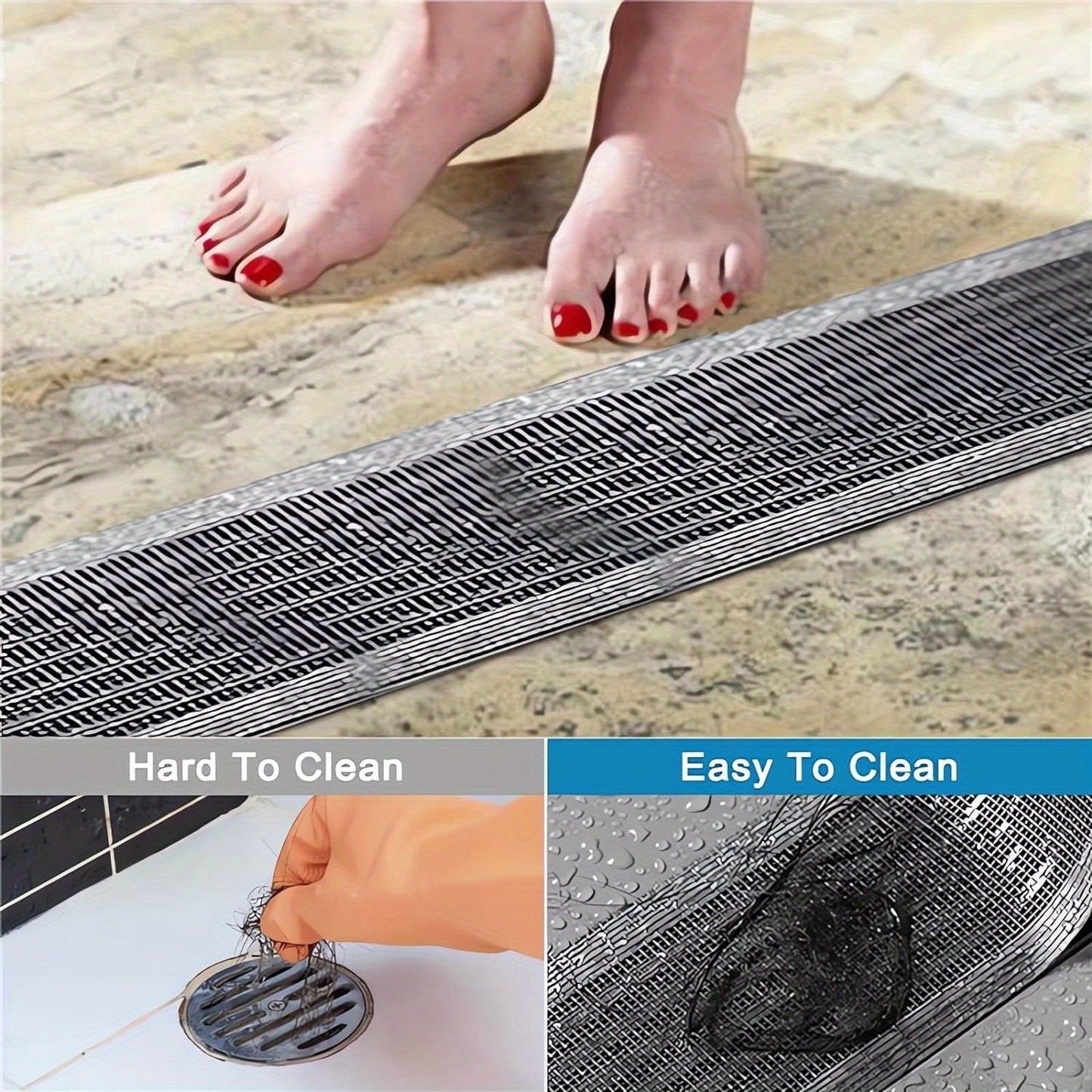 Self-adhesive disposable floor drain stickers for hair trapping. Keep drains clog-free with this 5.0 meter roll.