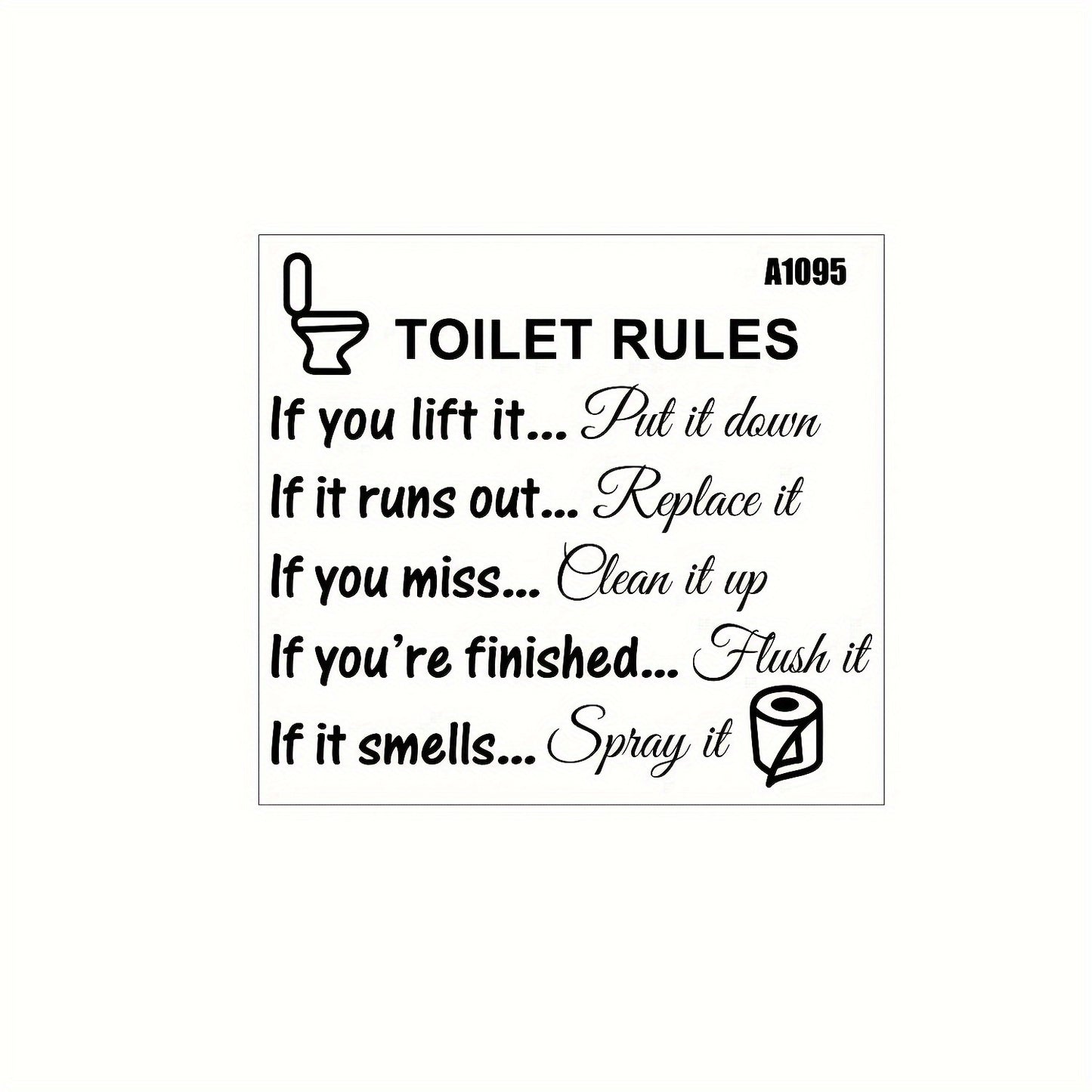 Toilet stickers and decals for DIY home decor with rules signs designs.