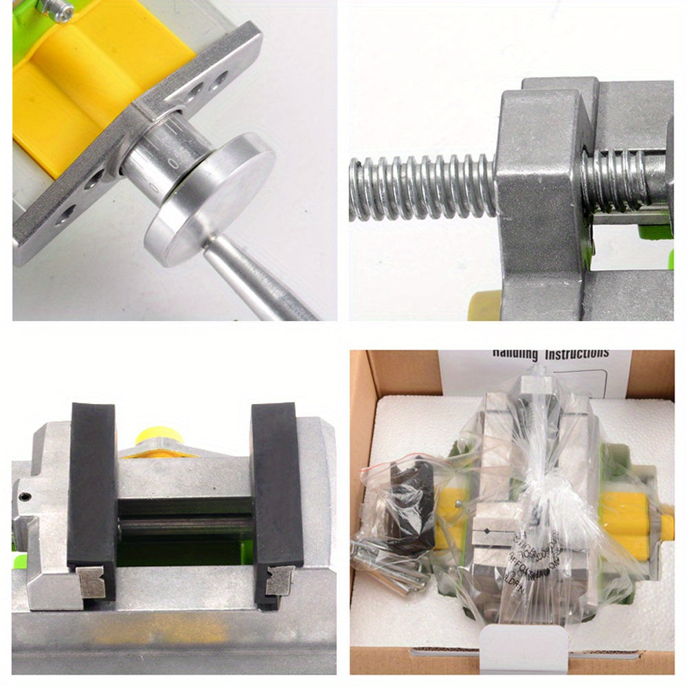 A high-quality 1pc green aluminum alloy cross-sliding vise with compound slide, ideal for precision drill press and milling machine use. Features 80mm X-Travel and 67cm Y-Travel, suitable