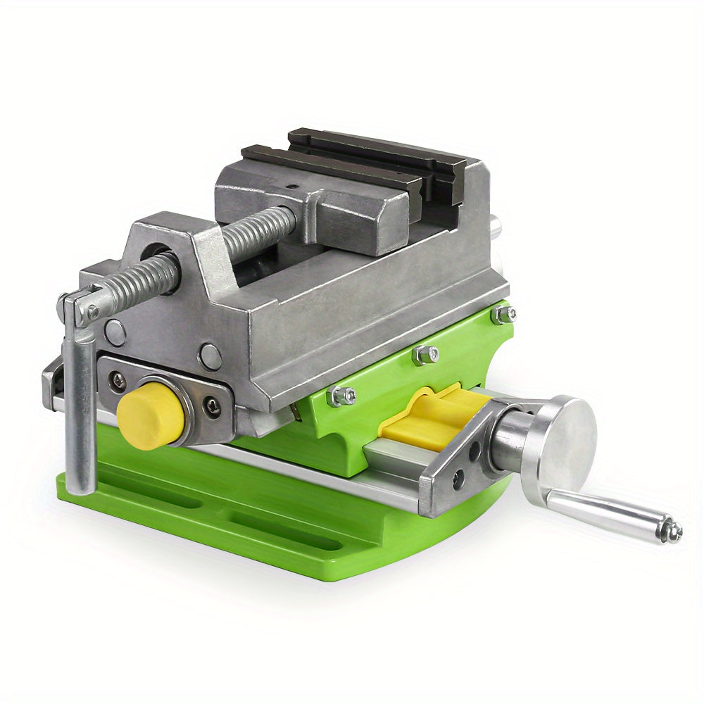 A high-quality 1pc green aluminum alloy cross-sliding vise with compound slide, ideal for precision drill press and milling machine use. Features 80mm X-Travel and 67cm Y-Travel, suitable