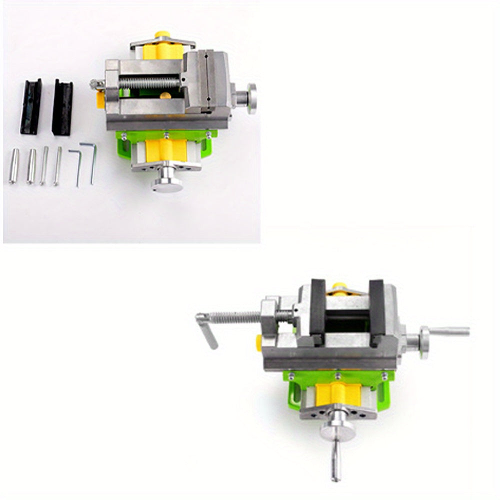 A high-quality 1pc green aluminum alloy cross-sliding vise with compound slide, ideal for precision drill press and milling machine use. Features 80mm X-Travel and 67cm Y-Travel, suitable