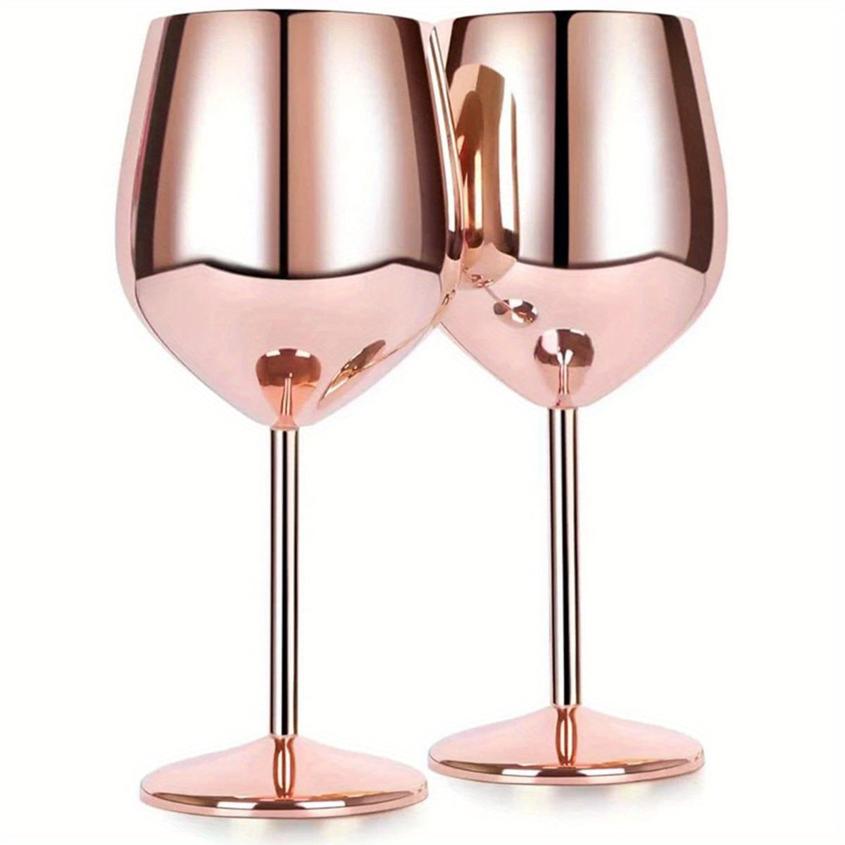 Two large 18oz stainless steel wine glasses for family dinner parties, weddings, and anniversaries. Durable and unbreakable.