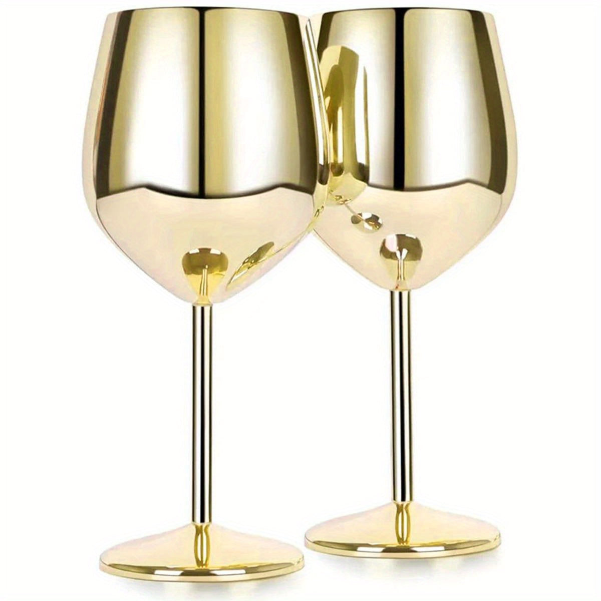 Two large 18oz stainless steel wine glasses for family dinner parties, weddings, and anniversaries. Durable and unbreakable.