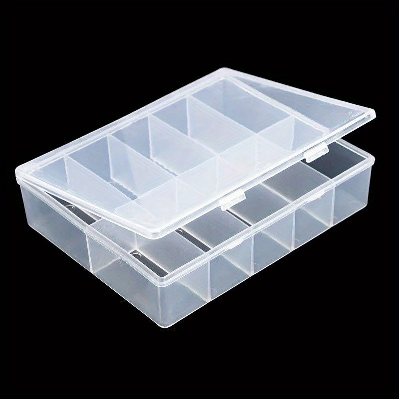 1pc Clear Storage Box with 10 Grids for Jewelry, Beads, Nail Art, and more. Makes a great gift for any occasion.