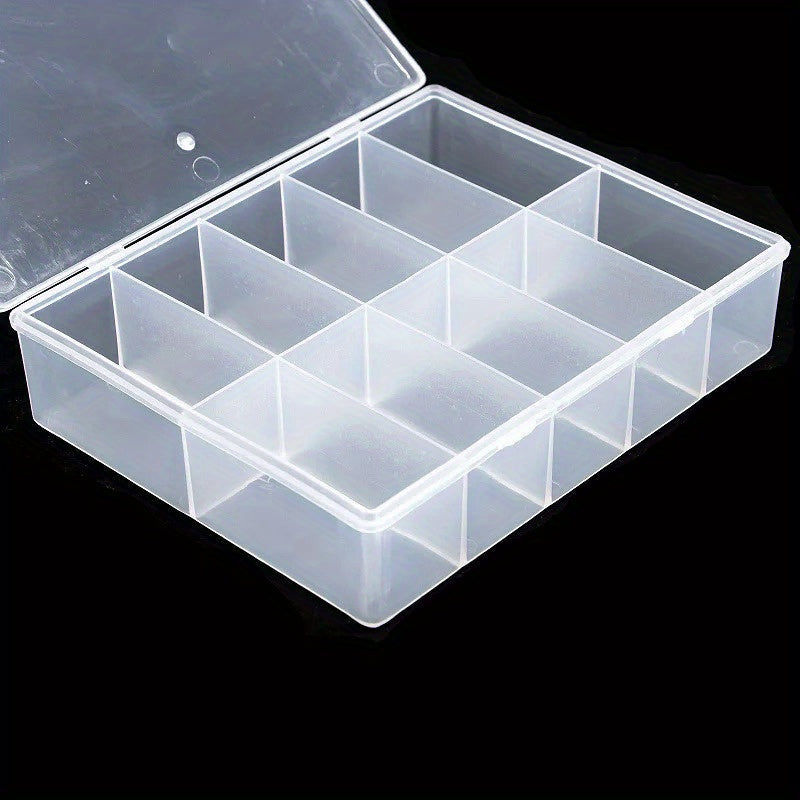 1pc Clear Storage Box with 10 Grids for Jewelry, Beads, Nail Art, and more. Makes a great gift for any occasion.