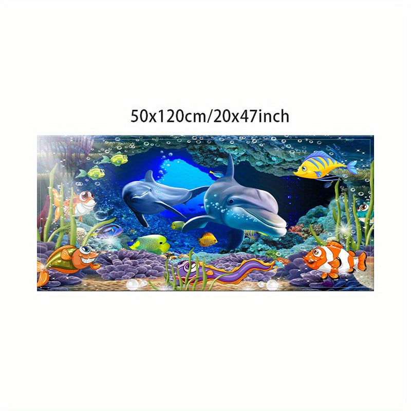 Non-Slip Underwater Oasis Area Rug - Absorbent, Anti-Fatigue Mat for Kitchen, Bedroom, Living Room, Bathroom - Comfortable Standing Pad with Fun Cartoon Design