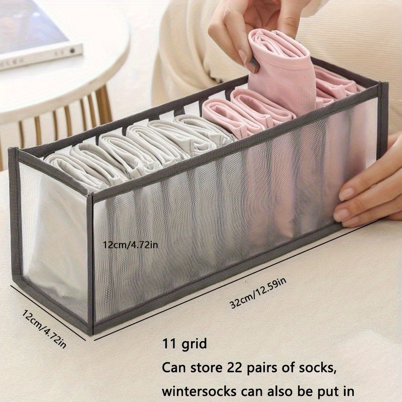 Fabric Underwear Organizer with Multiple Compartments - Ideal Storage Solution for Bras, Socks, and Clothing - Great for Bedroom, Dorm, or Home Organization, Under-Bed Storage Option.