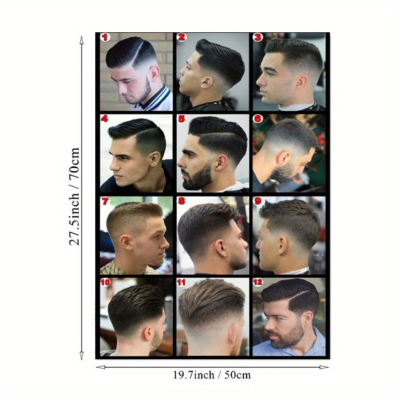 Canvas poster featuring modern art of barbershop haircuts and men's fashion, perfect gift for any room, fall decor, frame not included.