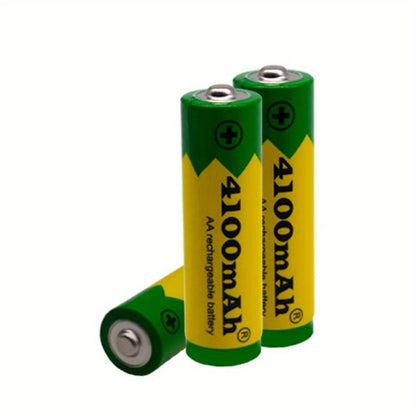 AAA and AA rechargeable batteries with 1.5V and capacities of 4100mAh and 2800mAh for use in flashlight, toys, watches, and MP3 players.