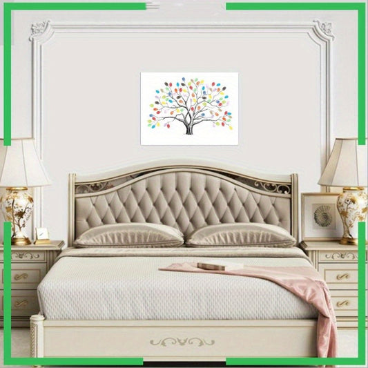 Love Tree Canvas Poster for Wedding & Couple Fingerprint Art, Frameless and Multi-Size with Colorful Leaves, Perfect Bedroom & Living Room Decor and Romantic Gift