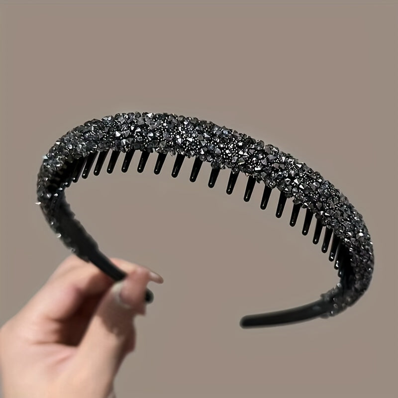 Rhinestone hair hoop with teeth shape, non-slip design, suitable for daily wear or as a birthday gift or party decoration for girls.