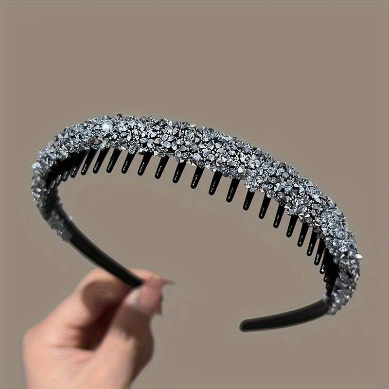 Rhinestone hair hoop with teeth shape, non-slip design, suitable for daily wear or as a birthday gift or party decoration for girls.