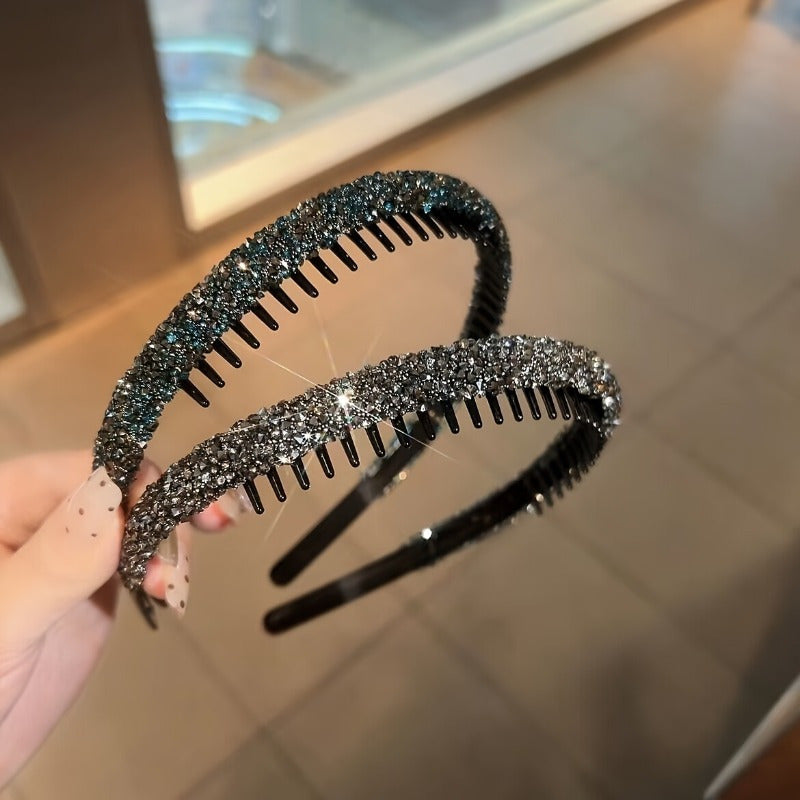 Rhinestone hair hoop with teeth shape, non-slip design, suitable for daily wear or as a birthday gift or party decoration for girls.