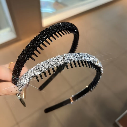 Rhinestone hair hoop with teeth shape, non-slip design, suitable for daily wear or as a birthday gift or party decoration for girls.