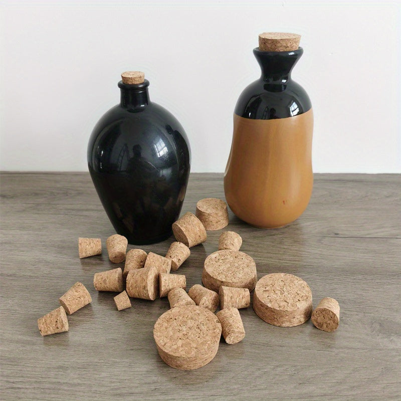 12 Wooden Tapered Cork Plugs for Wine and Beer Bottle Crafts.