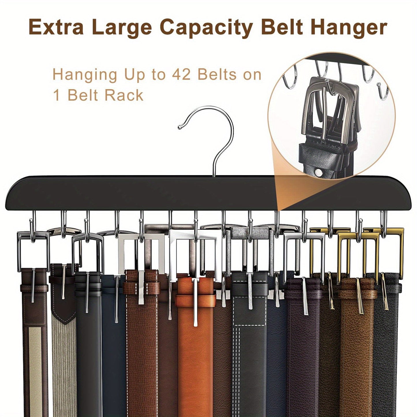 Multi-hook Belt Hanger that can hold multiple items such as ties, camisoles, scarves, and belts. This durable clothes drying rack also serves as a household storage organizer for bathroom, bedroom, closet, wardrobe, home, or dorm room.