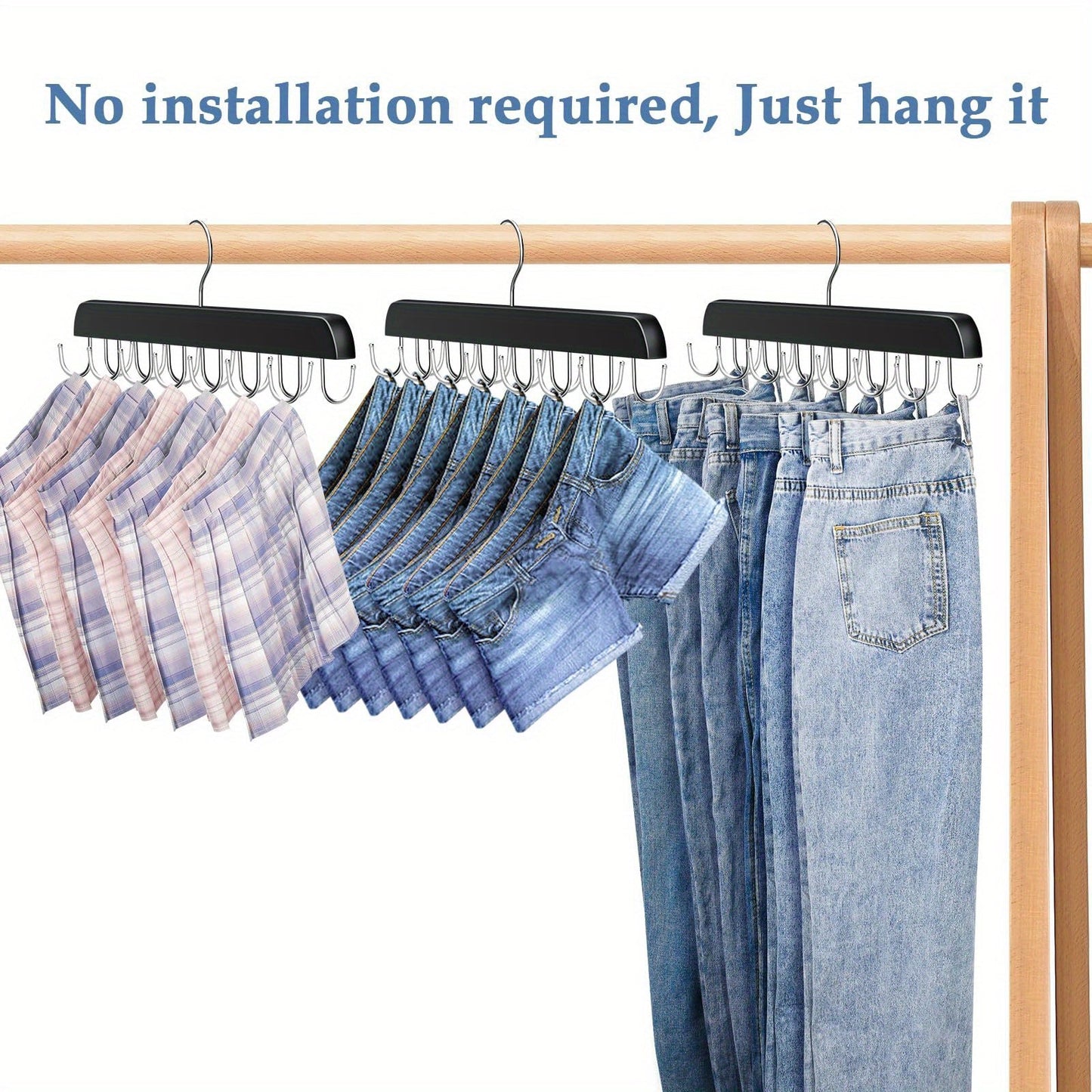 Multi-hook Belt Hanger that can hold multiple items such as ties, camisoles, scarves, and belts. This durable clothes drying rack also serves as a household storage organizer for bathroom, bedroom, closet, wardrobe, home, or dorm room.