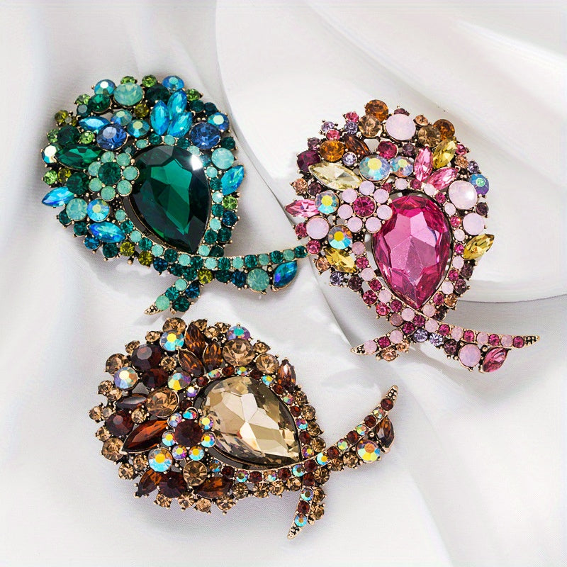 High-end Rhinestone Flower Shaped Corsage Badge for Women's Dress, Sweater, and Clothing Decorative Accessories - 1 Piece