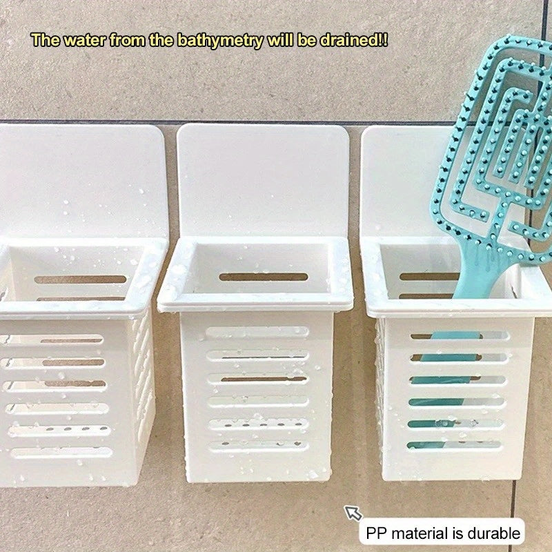 Self-adhesive toothbrush holder for bathroom storage and organization